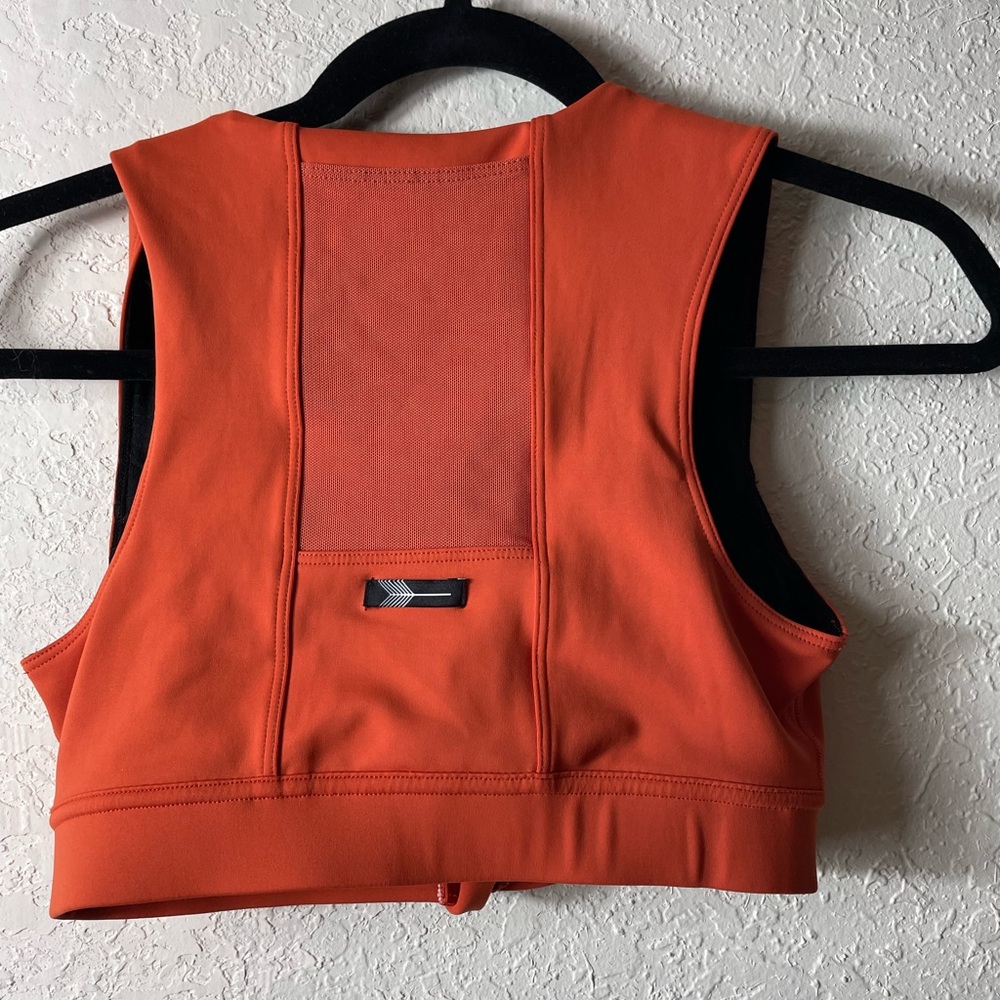 oiselle Bright Orange Front Zip Sports Bra - Picture 2 of 4